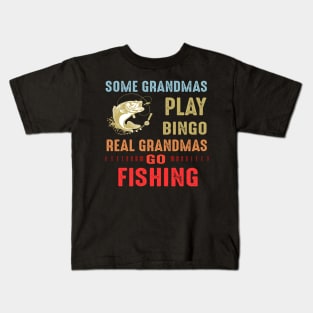 Real Grandmas Go Fishing Kids T-Shirt